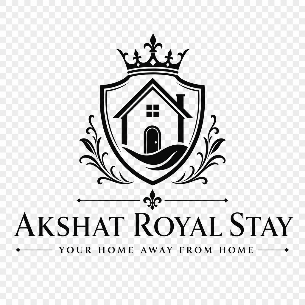 logo for akshat royal stay a hospitality brand with the tag